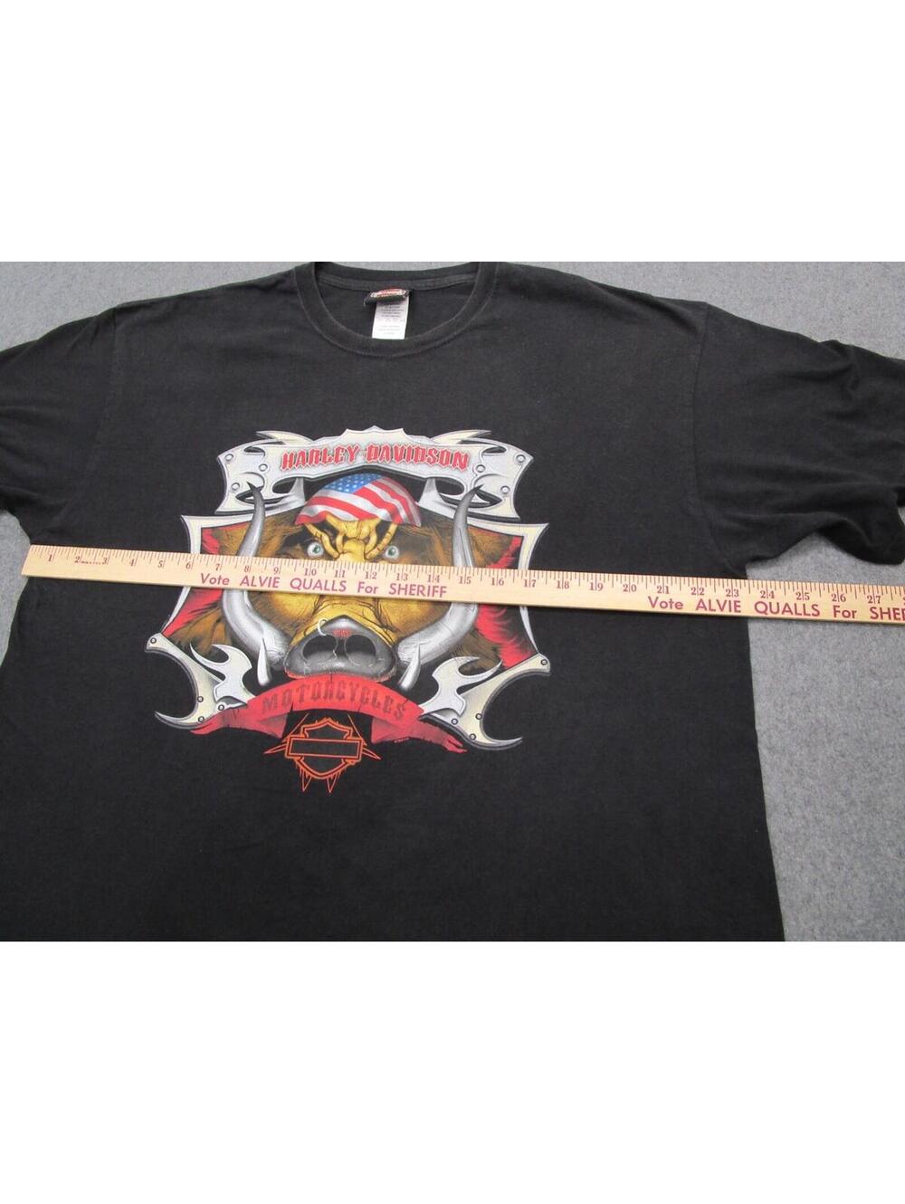 Vintage Harley Davidson Shirt Men XL Black Pig Rice Lake WI Motorcycle Biker Y2K - Picture 3 of 7